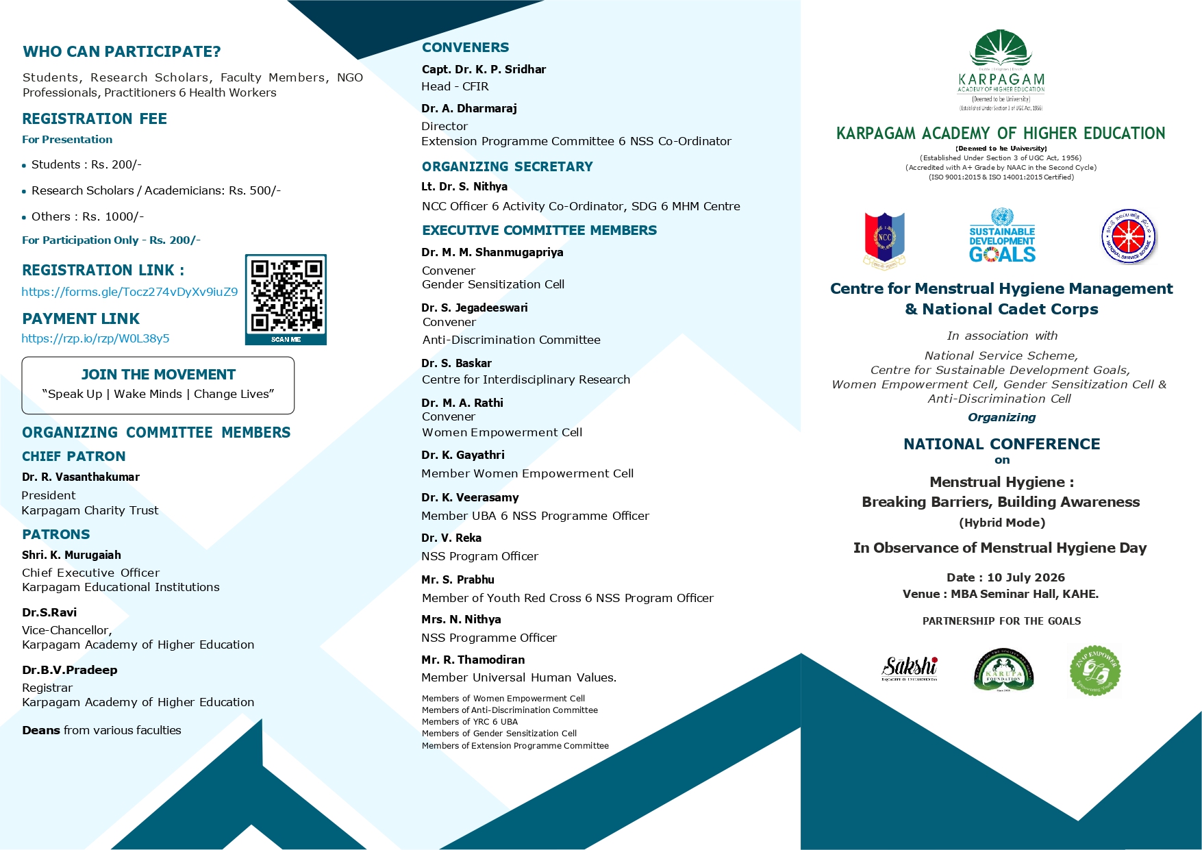 National Conference on Menstrual Hygiene : Breaking Barriers, Building Awareness 2026 National Conference Poster 
